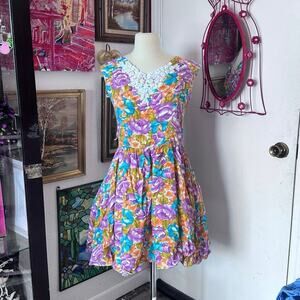 clara vintage floral mini dress lace short sleeve